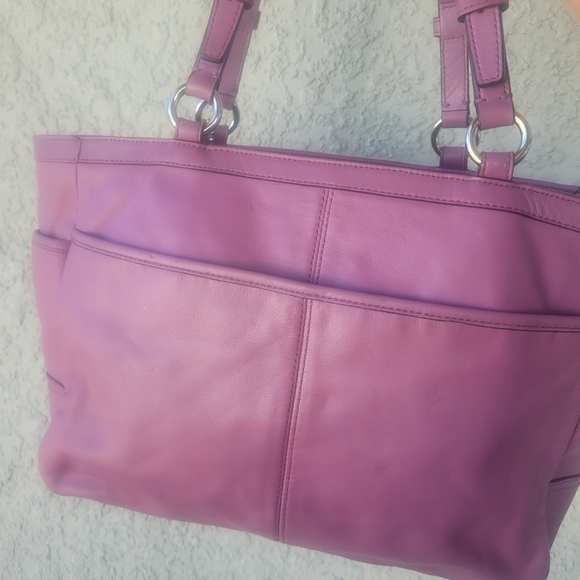 Coach Plum Leather Shoulder Bag - Picture 7 of 15